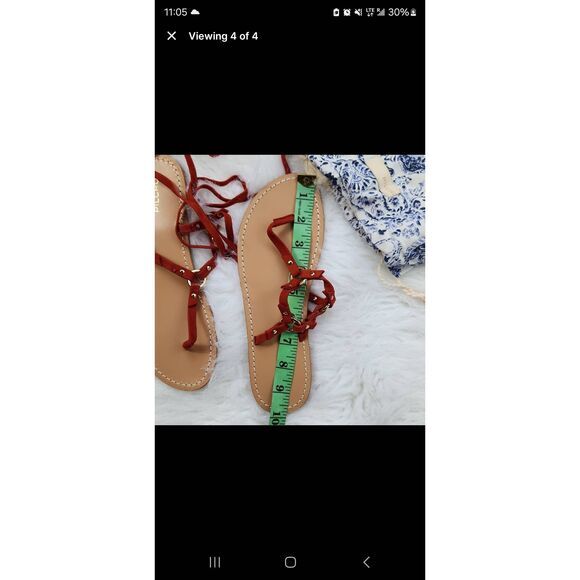 Pilcro Leather Red Metal Strap Gladiator Sandals Size 7 - Picture 5 of 5